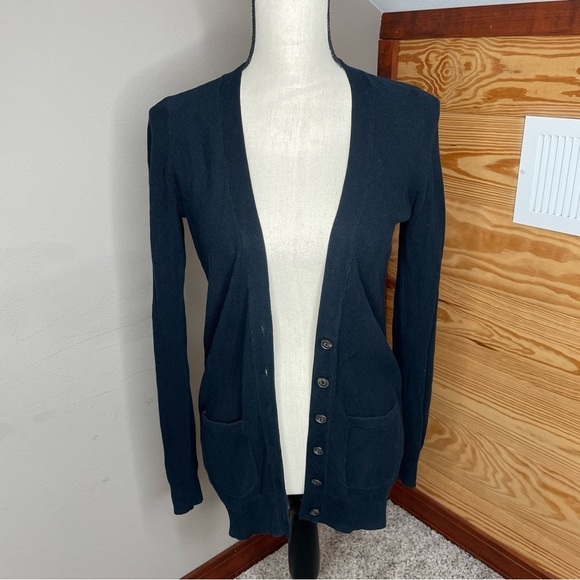 Madewell Inlet Button Up Long Sleeve Cotton Cardigan in Black Small - Picture 3 of 13